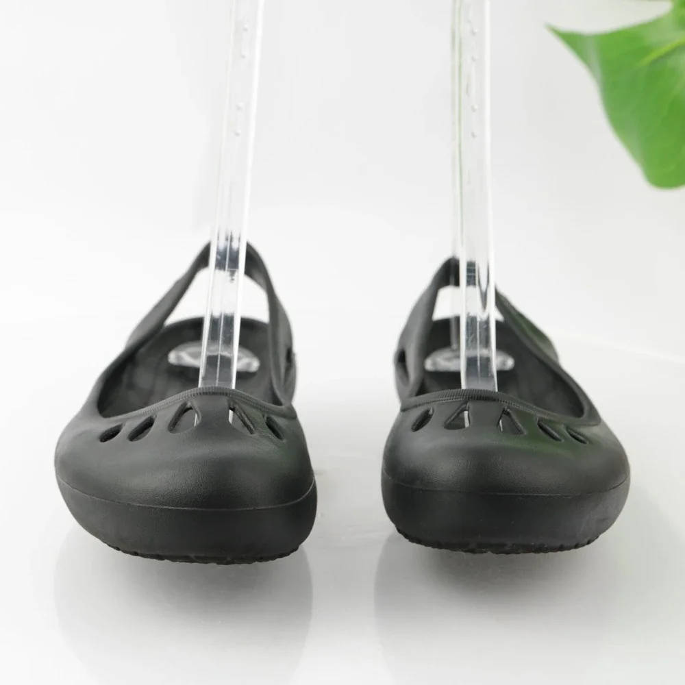 Crocs Womens Kadee Shoes Size 8 Black Slingback Flats Comfort Slip On Cutout